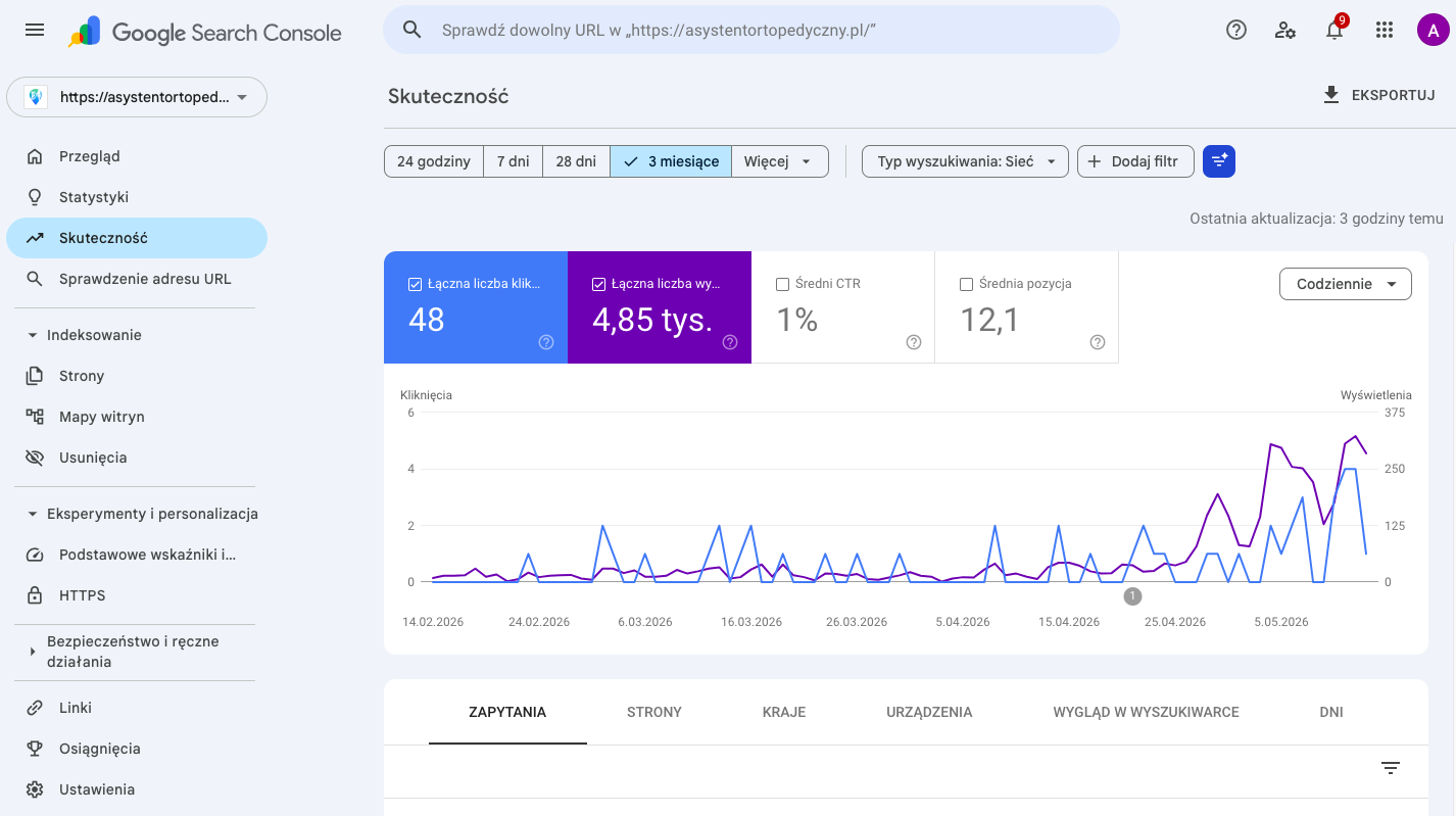 Skuteczność w Google Search Console